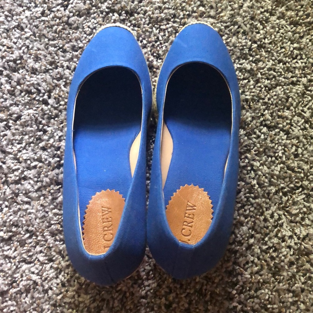 Size 10 brilliantly blue J Crew espadrille wedges